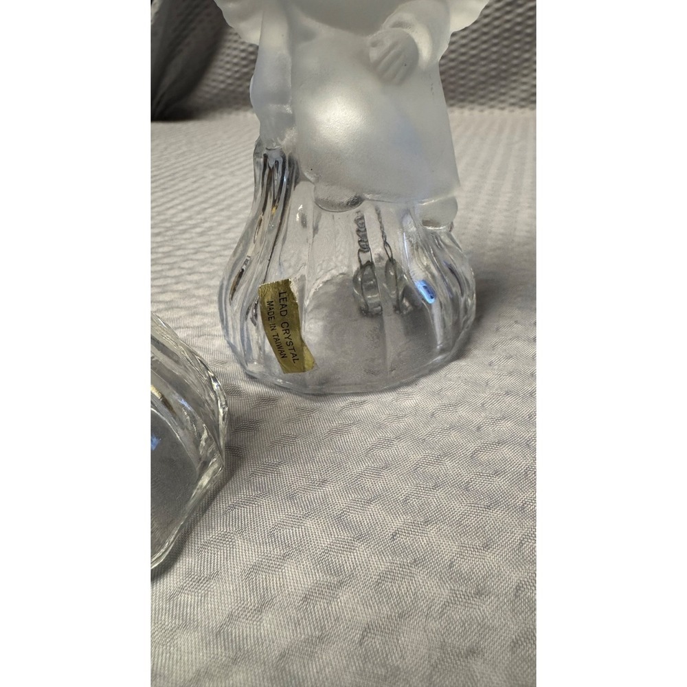 2 Goebel Bell Glass Angel Frosted Satin Sitting On Clear Bell 24%‎ Lead Crystal - Picture 16 of 16